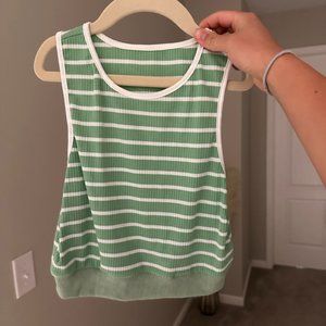 NEVER WORN green and white crop tank